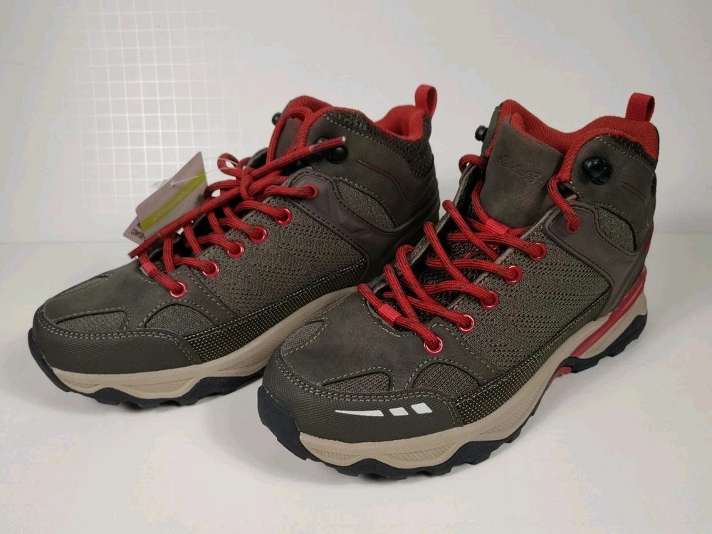 EDDIE BAUER-New-Women's Taupe/Brick Red Crater Lake Hiking Boots-Size 6.5